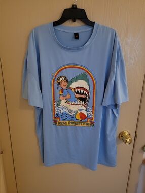 Romwe light blue shark T shirt women's plus size 3XL